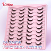20 Pairs 3D Wispy Lashes အတုမျက်တောင် Faux Mink မျက်တောင်