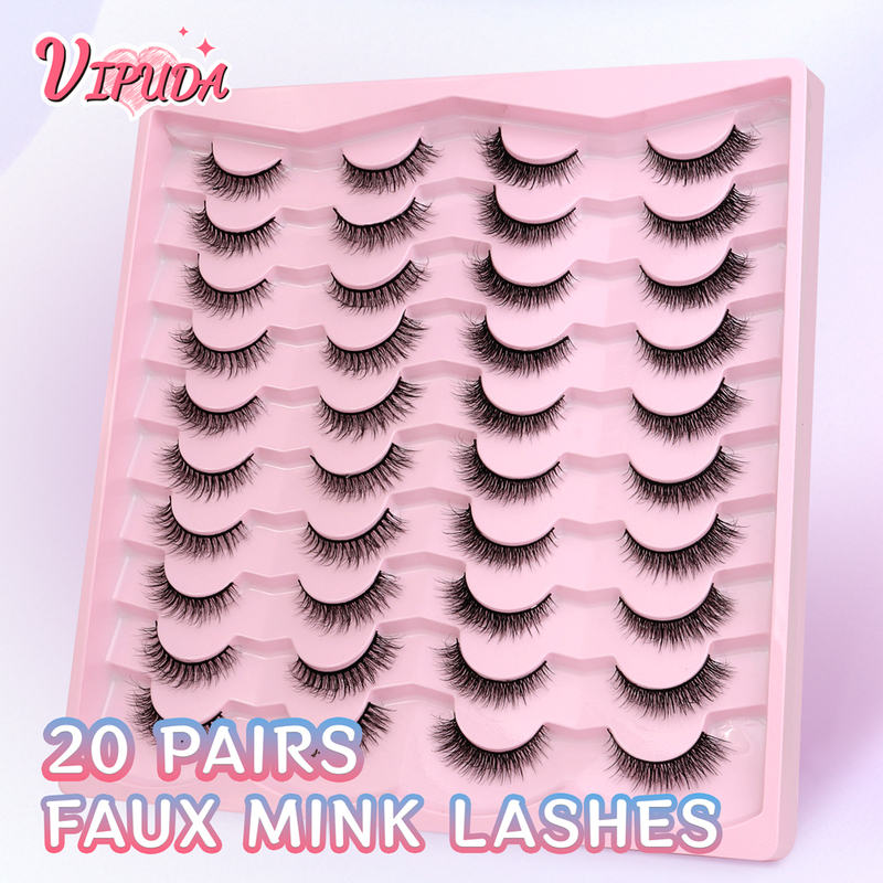 20 Pairs 3D Wispy Lashes အတုမျက်တောင် Faux Mink မျက်တောင်