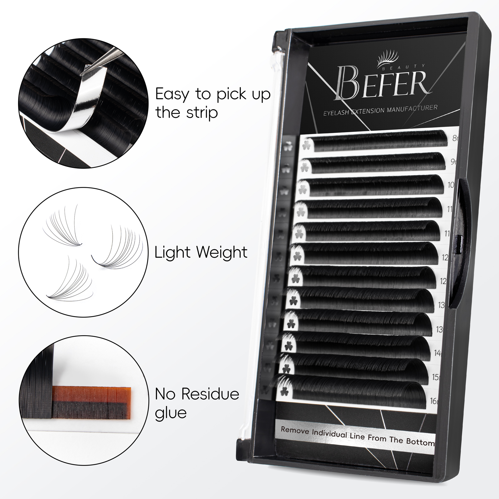 Eis&iacute;nteachta&iacute; Eyelash 0.07D Measc&aacute;n-8-16mm Easy Fan Imleabhar Lashes