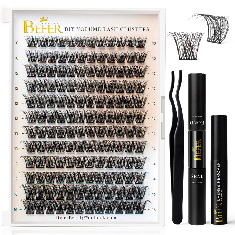 D Curl Eyelash Cluster DIY Անհատական ​​Թարթիչների Կլաստեր հավաքածու