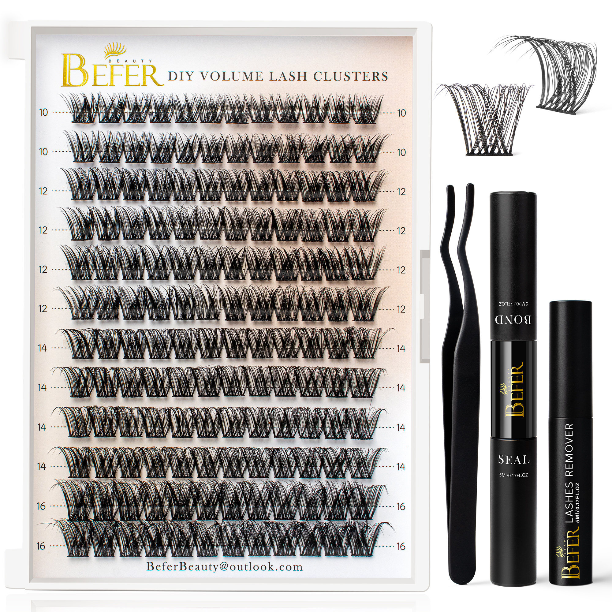 D Curl Eyelash Clusters DIY တစ်ဦးချင်း Lashes Cluster အစုံ