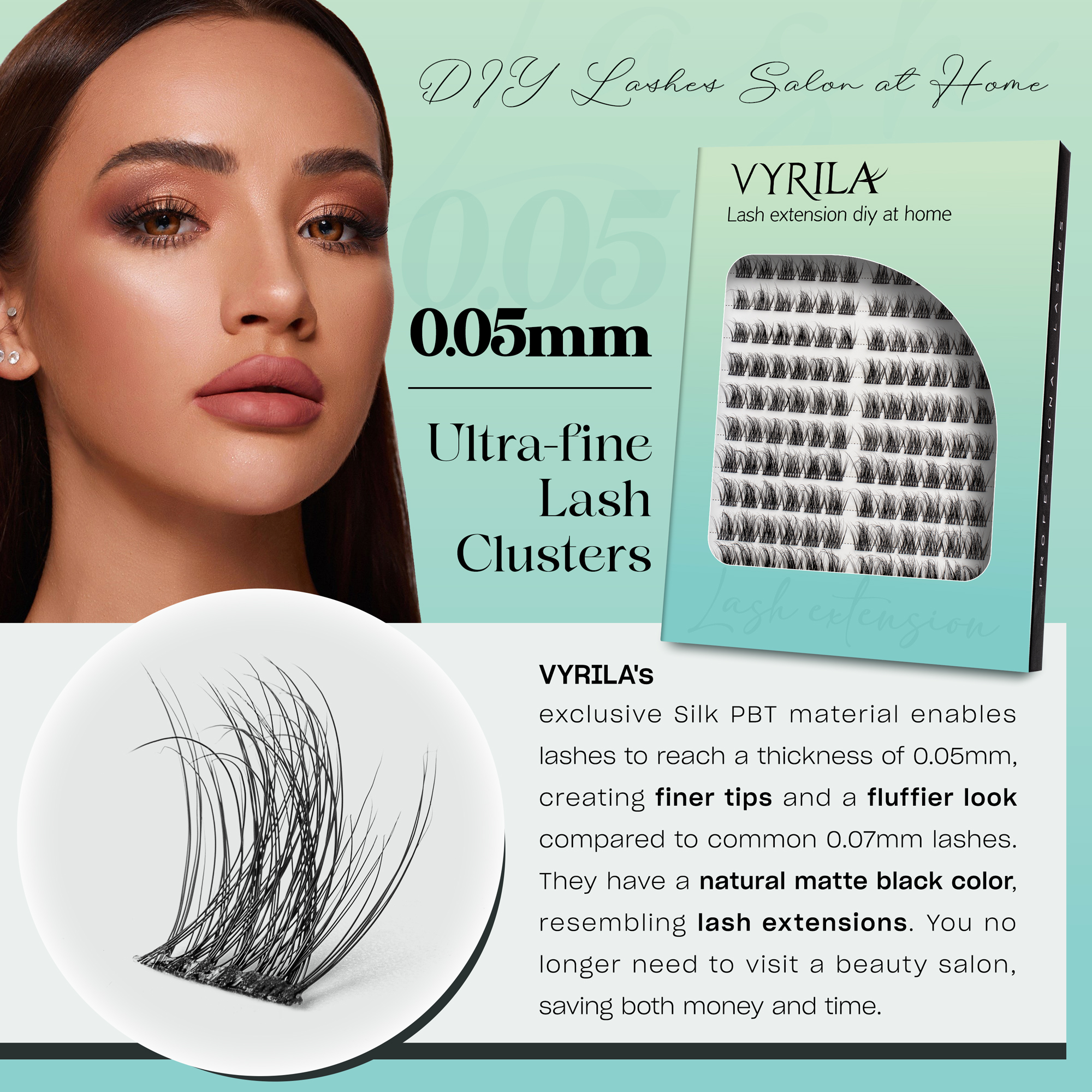 Př&iacute;rodn&iacute; prodloužen&iacute; řas DIY Lash D Curl Lash Clusters