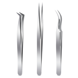 Pinzeta na mihalnice na predlžovanie mihaln&iacute;c 3ks sada strieborn&yacute;ch pinziet