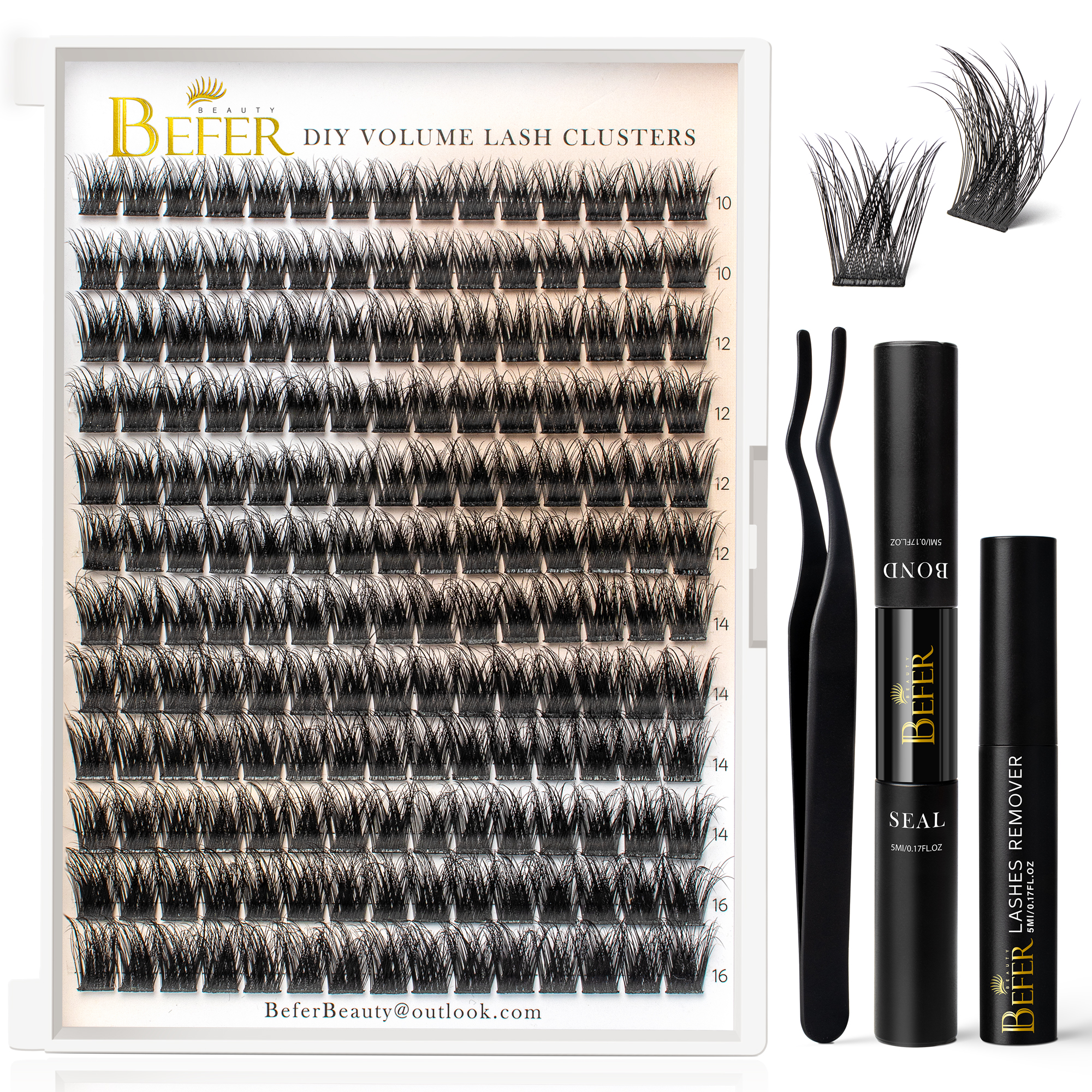 D Curl Eyelash Cluster DIY Անհատական ​​Թարթիչների Կլաստեր հավաքածու