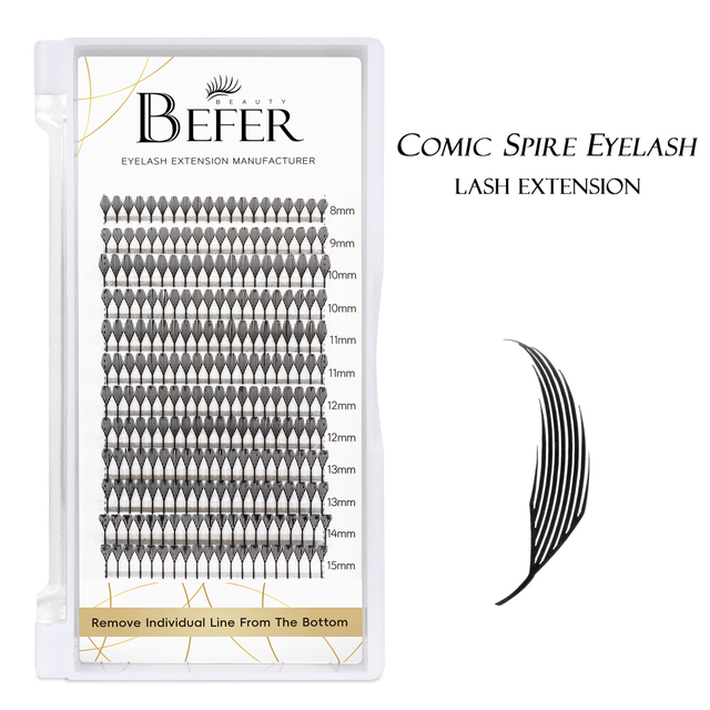 BEFER Comic Spire Eyelashes Automaattiset kukkivat Premade Fans -ripset