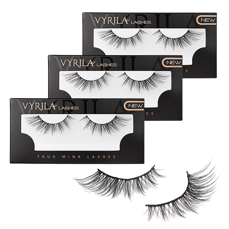 Faux Mink Cat Eye Lashes Wispy 3D Fluffy Volume Strip Lashes