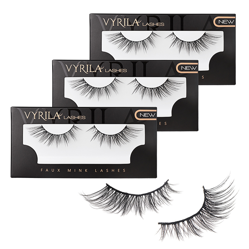 Faux Mink Cat Eye Lashes Wispy 3D Fluffy Volume Strip Lashes