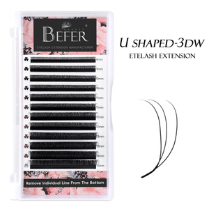 BEFER U 모양 3D W 속눈썹 미리 만들어진 팬 속눈썹 연장