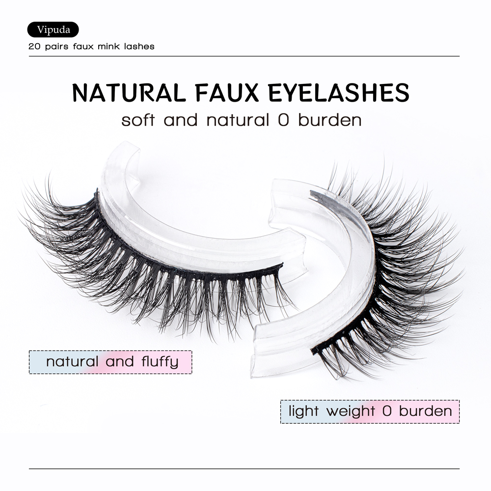 20 Pairs 3D Wispy Lashes အတုမျက်တောင် Faux Mink မျက်တောင်
