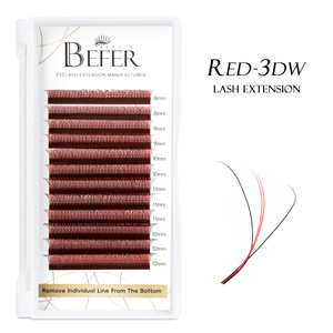 BEFER Red W Shaped Bloom 3D Automatyczne kwitnienie Gotowe rzęsy wachlarzowe